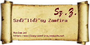 Szőllősy Zamfira névjegykártya